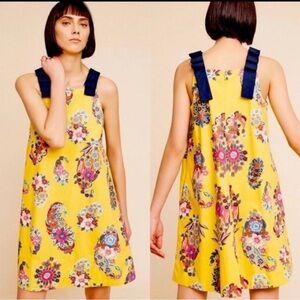Anthropologie Maeve Sunniva Yellow Floral Dress Size XS